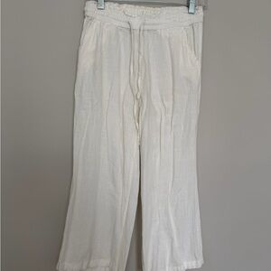 100% Linen Wide-Leg Capri Pants